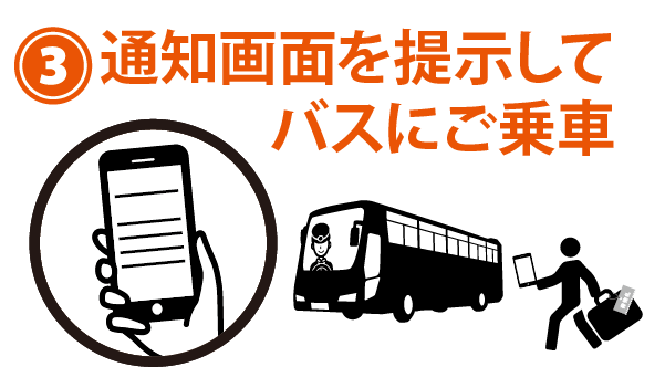 ③通知画面を提示してバスにご乗車